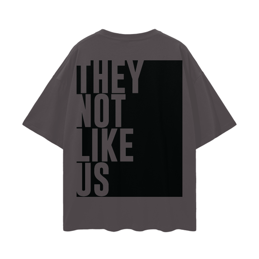 They Not Like Us - Grey Oversize Deep Drop Shoulder Tee