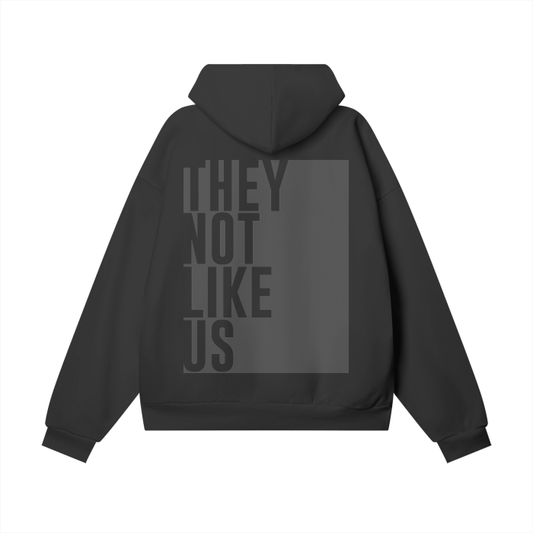 They Not Like Us - Black Oversize Heavyweight Hidden Pocket Fleece Hoodie